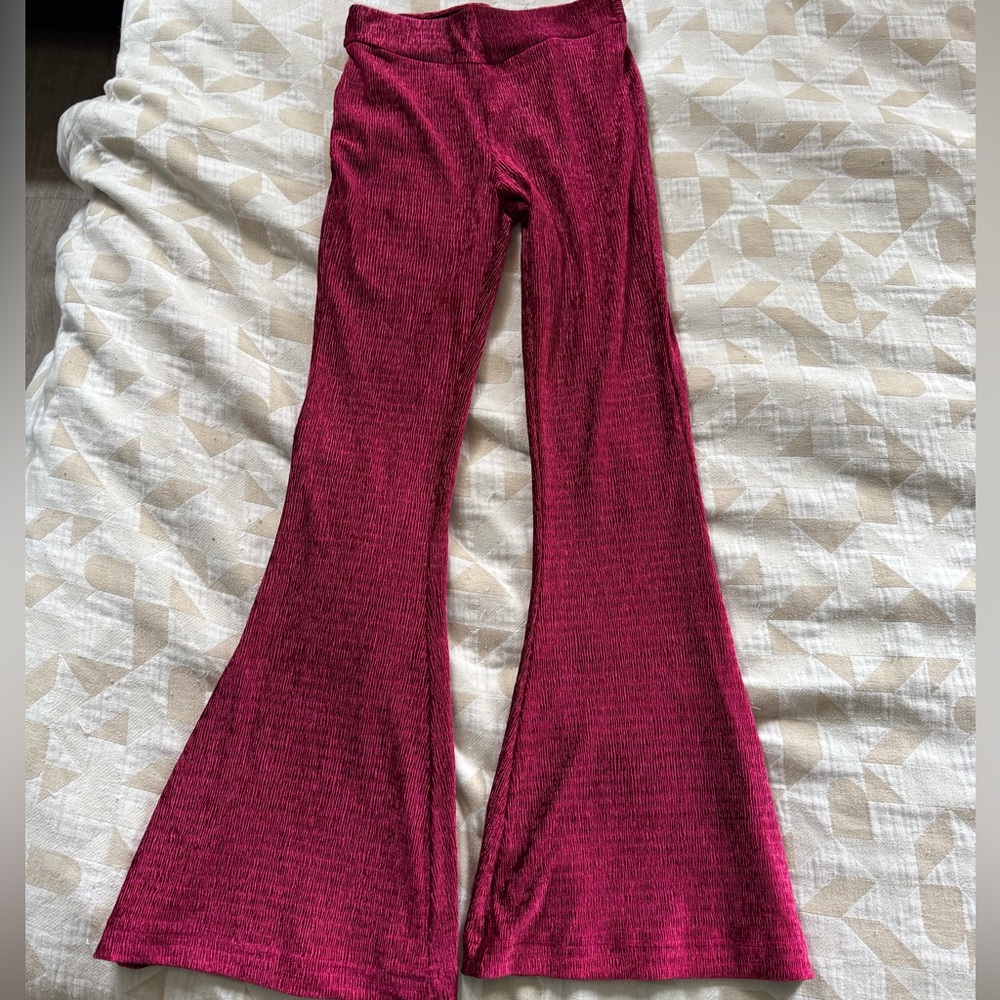 Free People Magenta Ribbed Flares